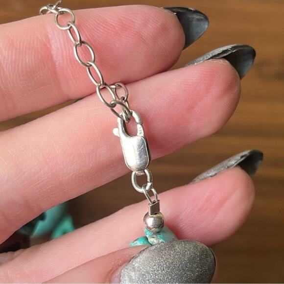 Vintage 925 Sterling Silver Chunky Genuine Turquoise and Bronze Bead Necklace C3 - Picture 9 of 11